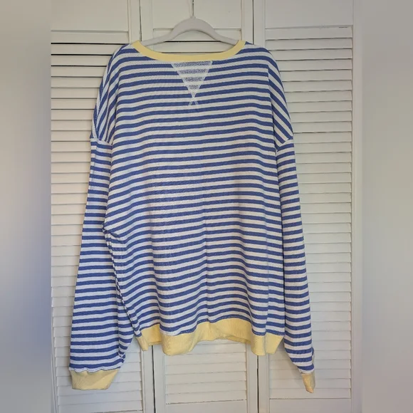WE THE FREE Free People Classic Pullover Sweatshirt in Blue Combo Size XL - Picture 5 of 14